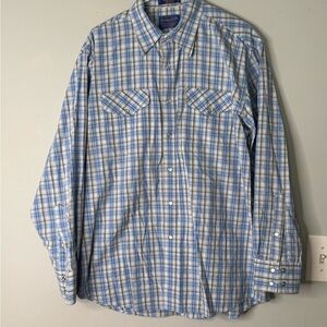 Pendleton Light Blue and White Plaid Shirt